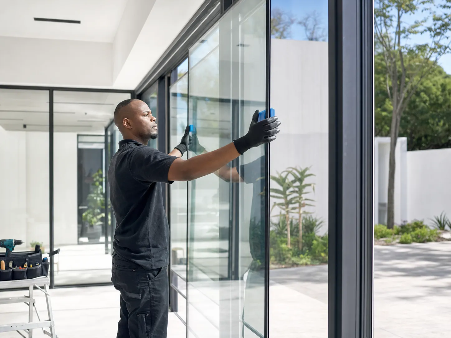 new glazing installation in a modern aluminium frame