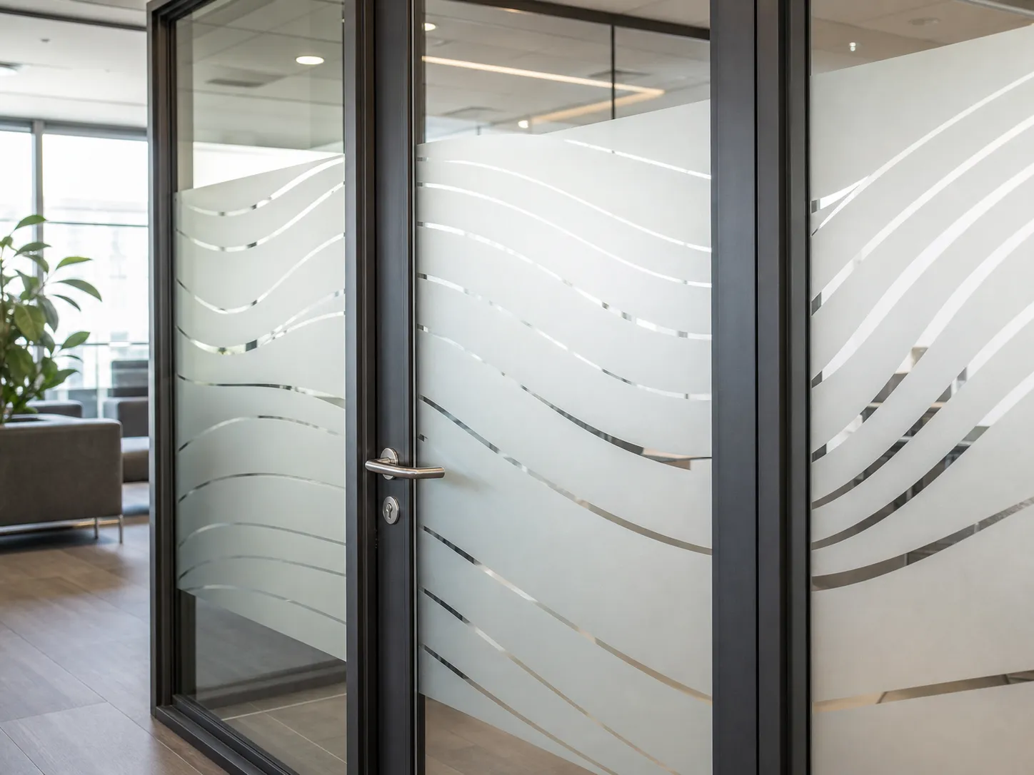 sandblasted glass pattern on a door panel